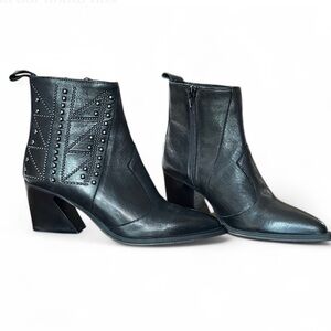 EMANUELE CRASTO Black Studded Ankle Boots 7.5